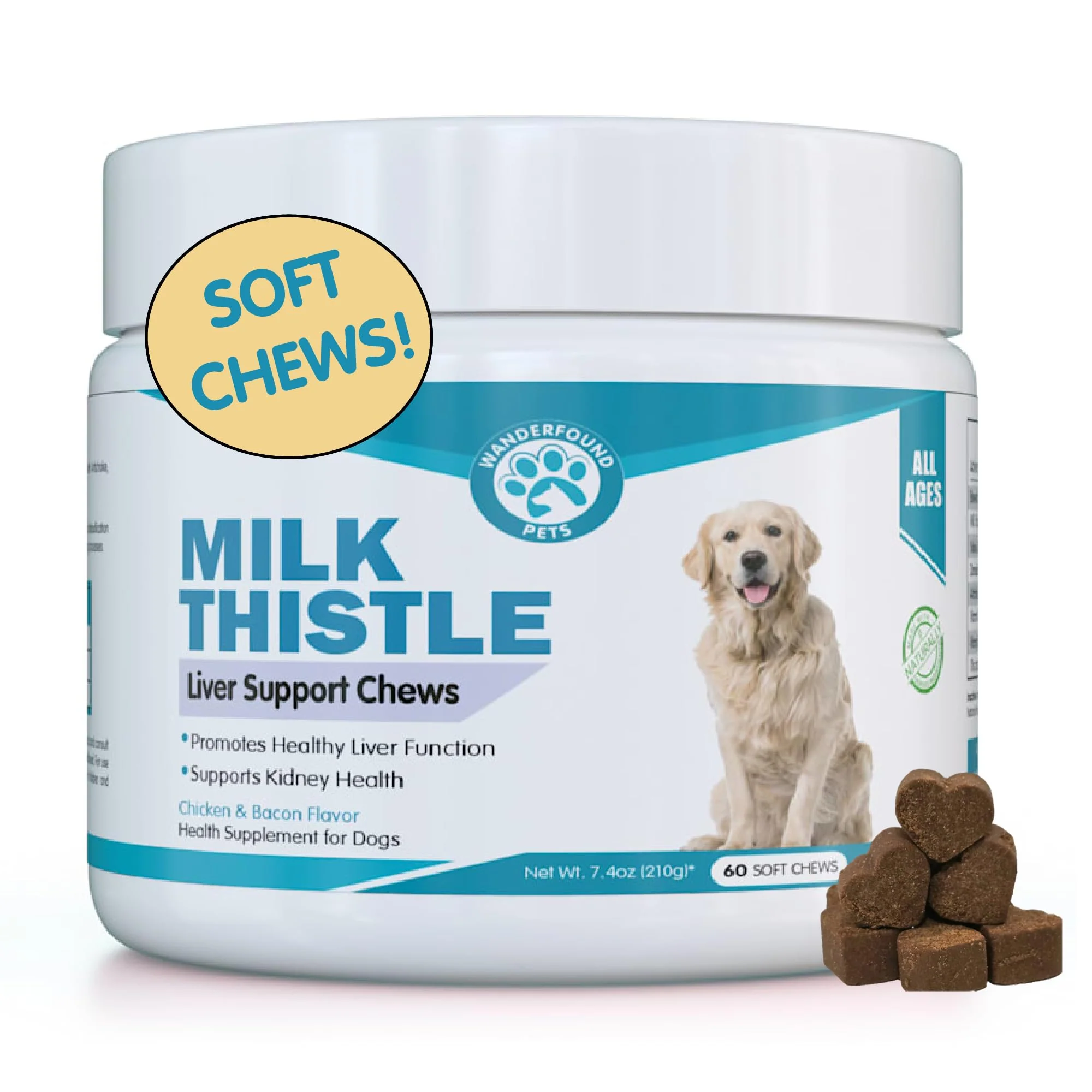 Unique Pawsitive Wanderfound Milk Thistle for Dogs – Salmon Bacon Liver Support Chews USA Made Secure