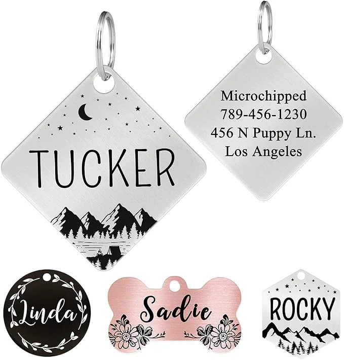 Smooth Ultra Joys Stainless Steel Pet ID Tag Dog Name Tags Personalized Front and Back Original Design