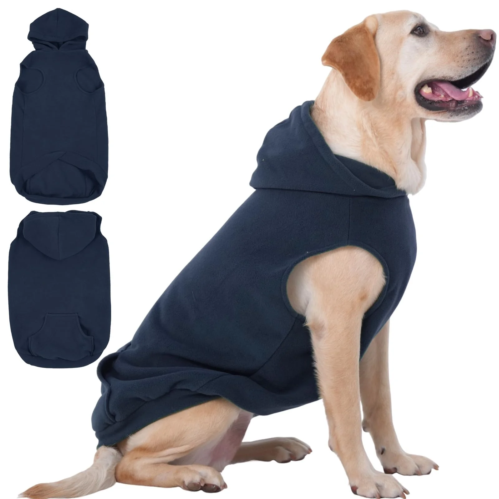 Expertly Made IECOii XXL Dog Hoodie for Large Dogs Fleece Pull-Over with Pocket Leash Hole 2XL Premium