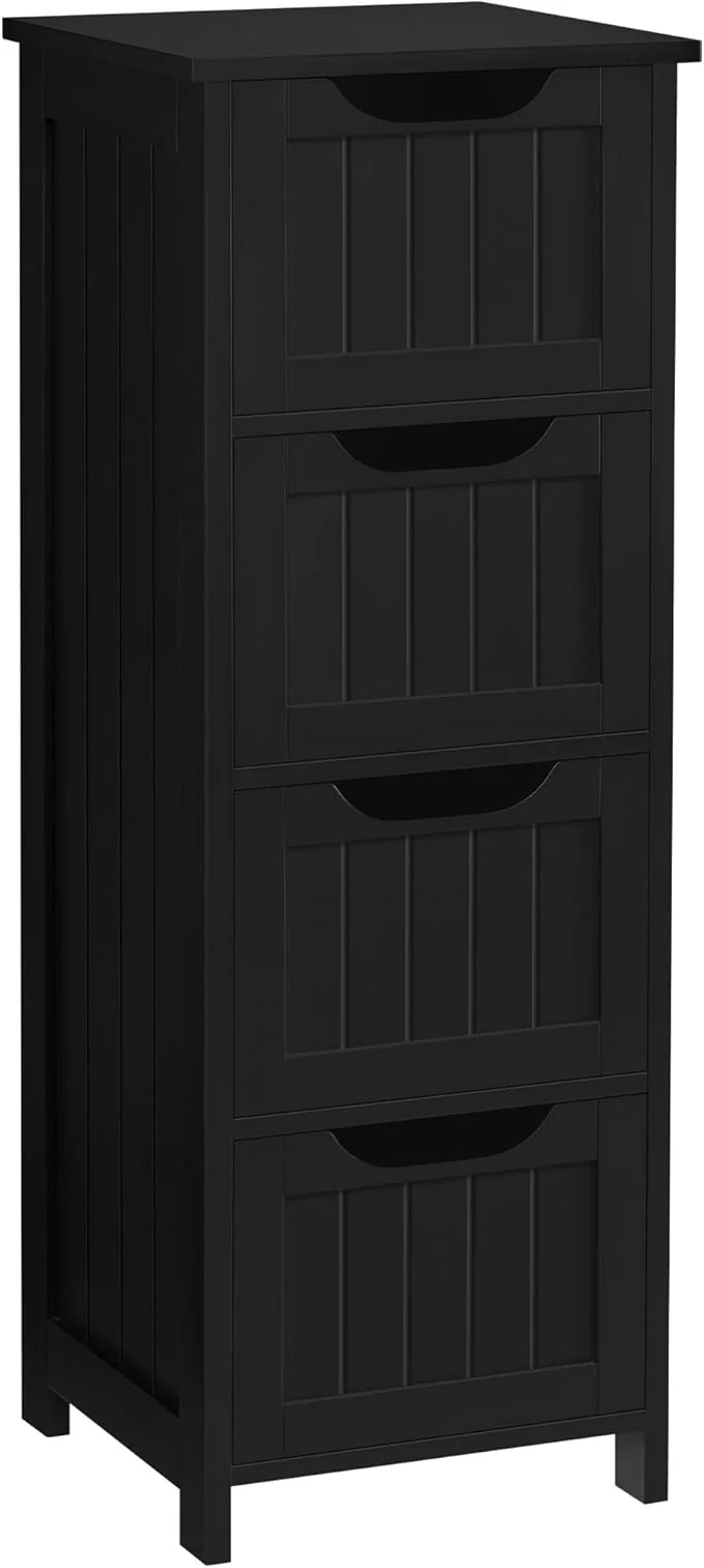 Innovative Yaheetech Bathroom Floor Cabinet Wooden Side Storage Organizer 4 Drawers -Standing Cabinet for Bathroom Hallway Living Room BlackAbout ThisOverview Fashionable