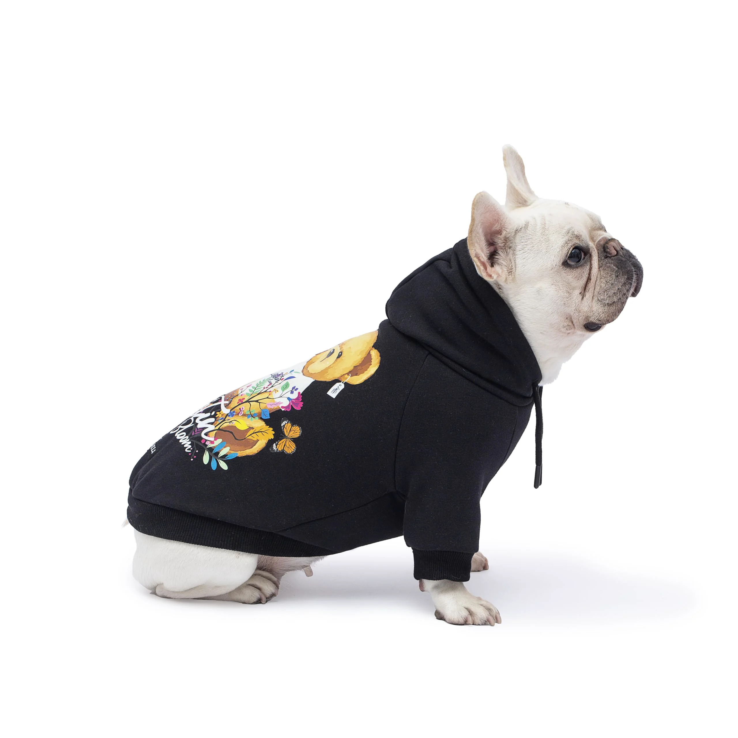 Smart Woof Trails Blooming Teddy Dog Hoodie – Extra Warm Fleece Lining Stretchy Fit for Small Medium Dogs Black Large Genuine