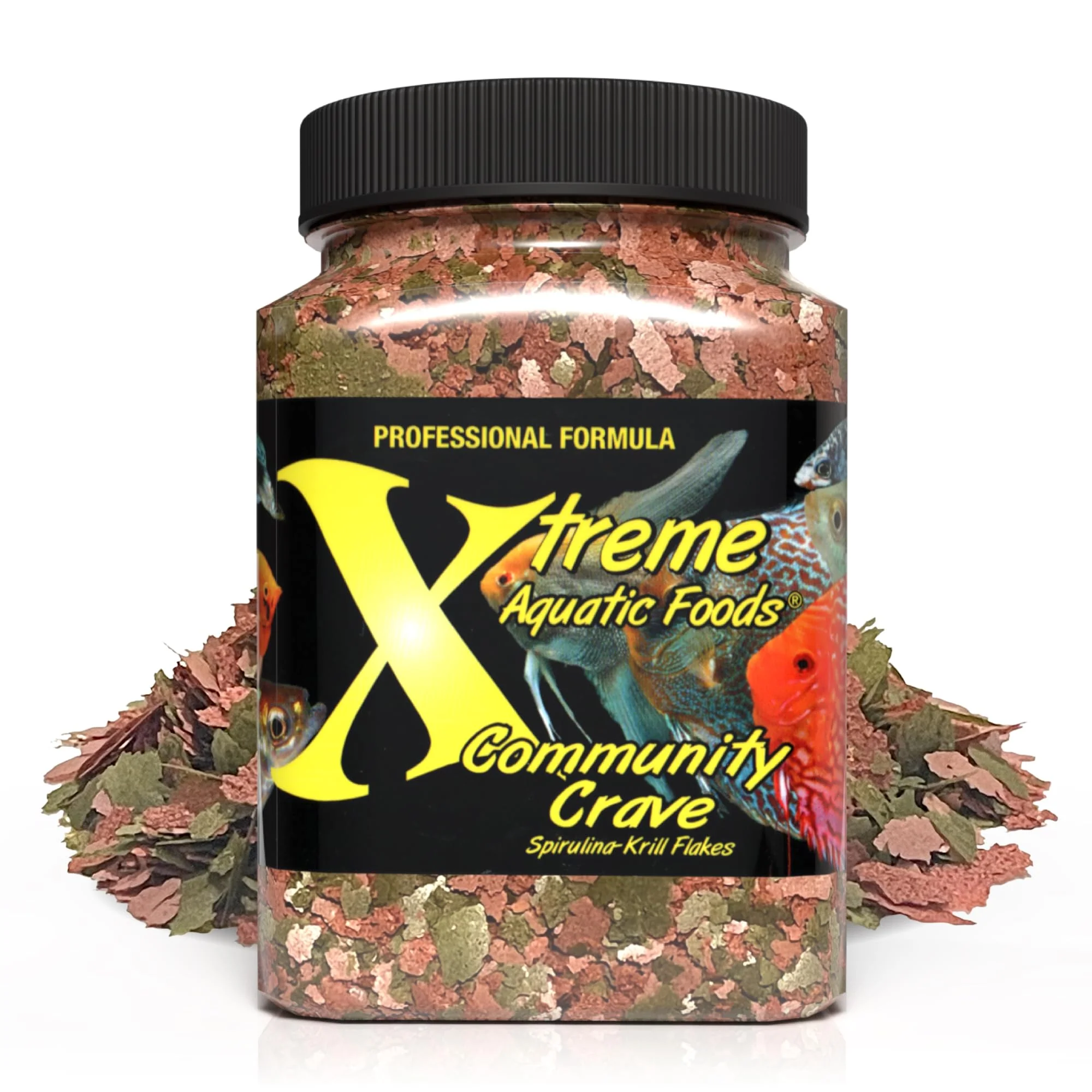 Solid Xtreme Community Crave Flake — Krill Spirulina Blend for Vibrant Colors Immune Support and Digestive Health Premium Aquarium Food 3.5oz Detailed
