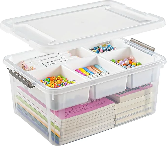 Certified 17 QT Plastic Storage Box with Removable Tray Art Supply Craft Organizers and Storage Stackable Storage Container for Organizing Bead Tool Sewing Book Crayon Playdoh Clear About ThisOverview High-Performance