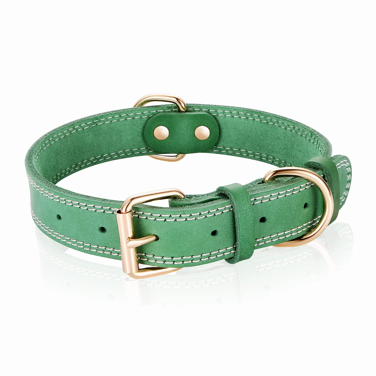 Elite DAIHAQIKO Leather Dog Collar – Heavy-Duty 1 Inch Wide Neck 15.2-19.2 Inches M Green High-Performance
