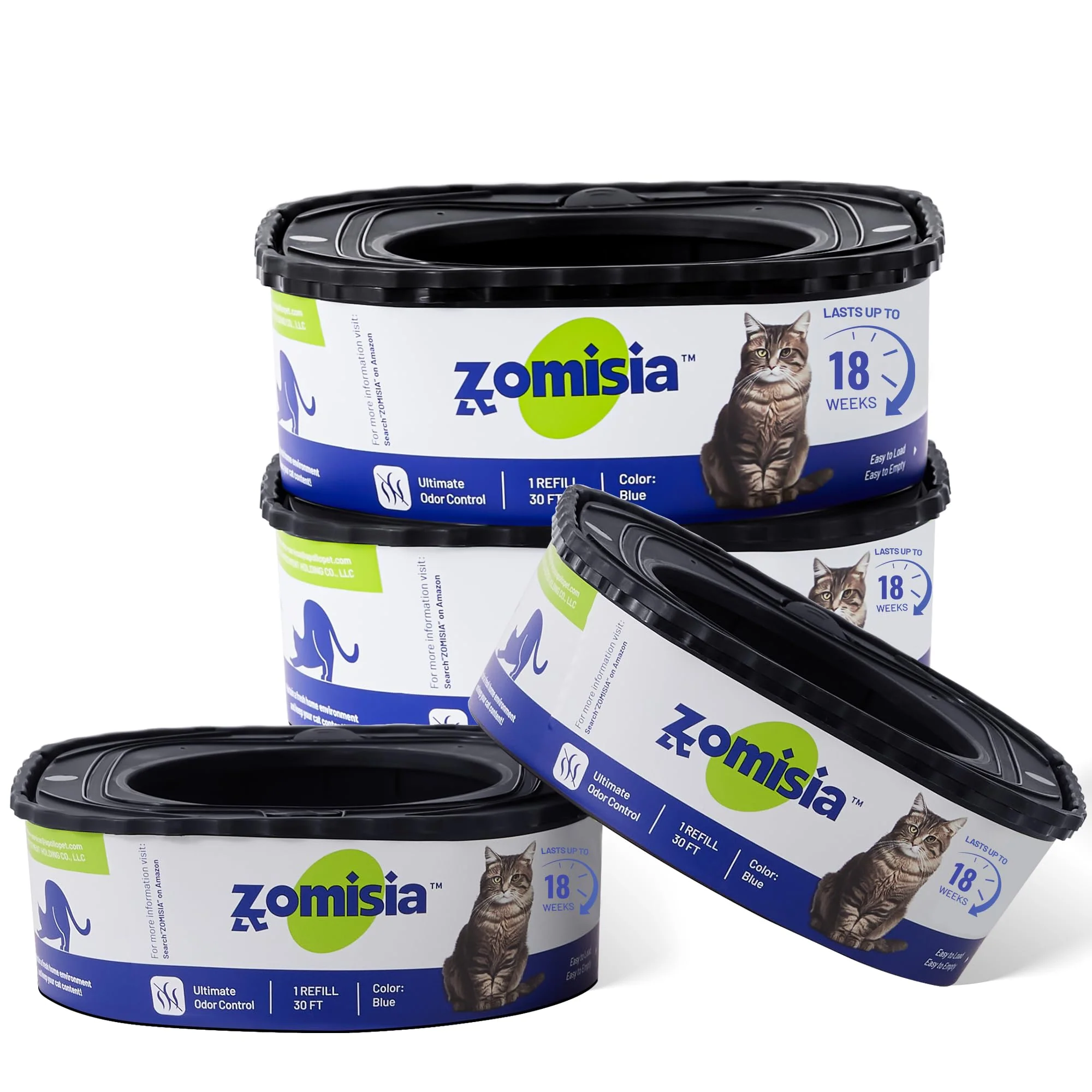 High-Grade ZOMISIA 4 Pack Cat Litter Refill Bags — Odor Control Genie Compatible 120ft Cartridges Comfortable