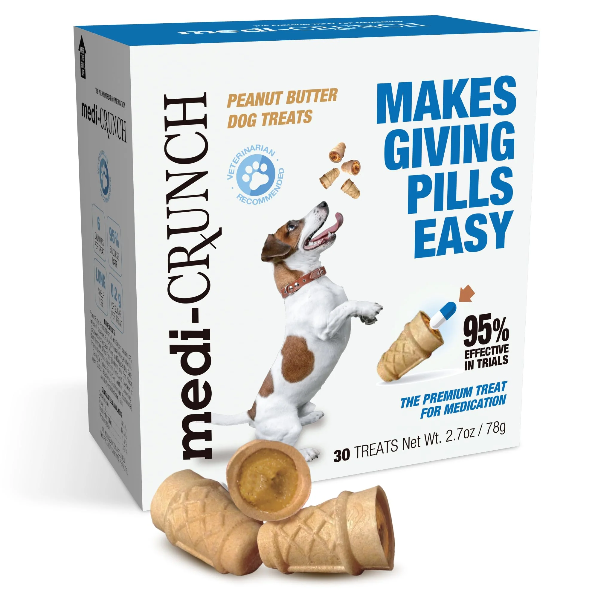 Smart Medi-Crunch Pill Pouches for Dogs – Peanut Butter Crunchy Treats 30 ct Excellent