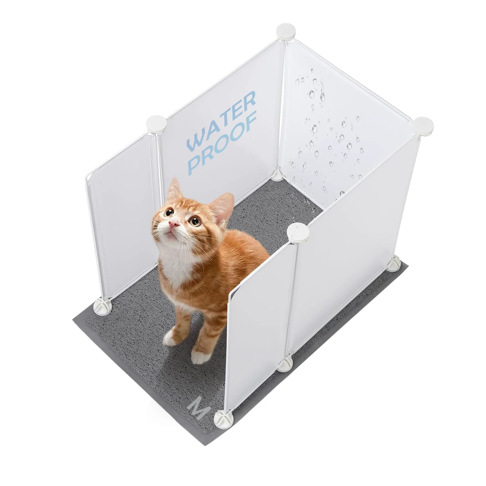 Carefully Designed MEEXPAWS Cat Litter Box Enclosure Splash Guard Small – DIY Waterproof Plastic Sheets Easy Clean White