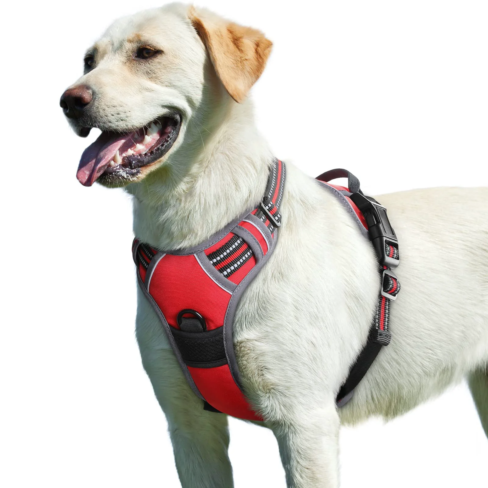 Breathable Eagloo No-Pull Dog Harness for Large Dogs with Reflective Strips Handle Red Size L Natural