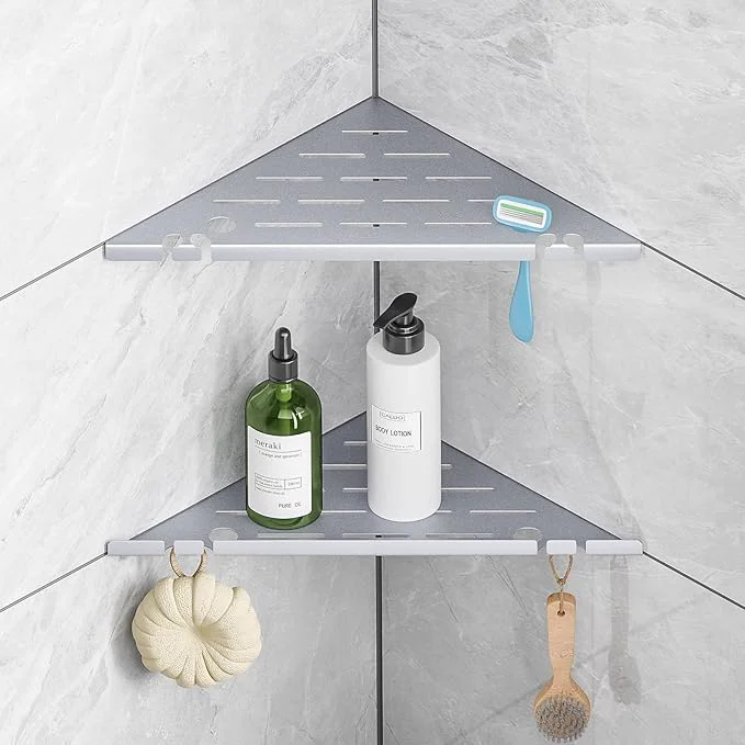 Verified Shower Corner Shelf Organizer Rack with Hooks Razor Hole No Drilling Tile Shower Shelves Rustproof Stainless Steel Bathroom Shelves Basket Modern Corner Shelf for Bathroom 2Pack-SilverAbout ThisOverview Luxury