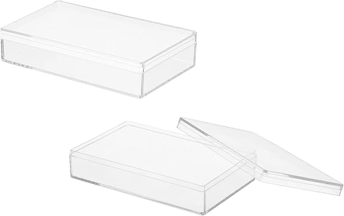 Reusable Acrylic Box with Lid 4.33 x 4.33 x 0.98 in Acrylic Display Case Plastic Square Cube Container Storage Holder Stackable Bins for Cosmetic Collectible Candy Jewelry 2 Pack Clear About ThisOverview Certified