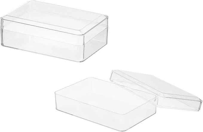 Professional Acrylic Box with Lid 5.91 x 5.91 x 1.97 in Acrylic Display Case Plastic Square Cube Container Storage Holder Stackable Bins for Cosmetic Collectible Candy Jewelry 2 Pack Clear About ThisOverview Minimalist