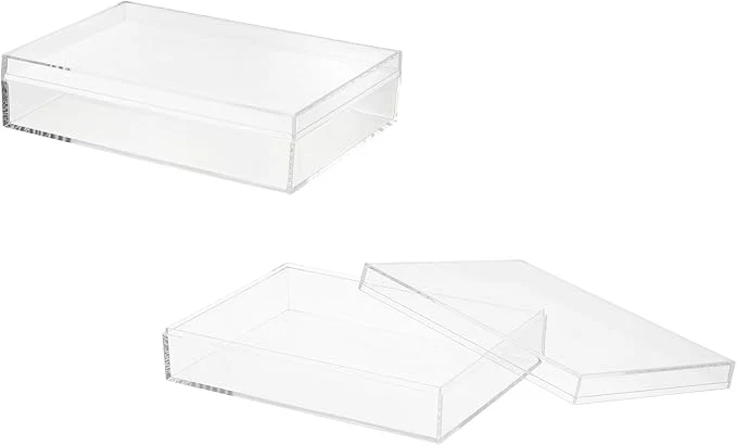 Clean Acrylic Box with Lid 7.87 x 7.87 x 1.97 in Acrylic Display Case Plastic Square Cube Container Storage Holder Stackable Bins for Cosmetic Collectible Candy Jewelry 2 Pack Clear About ThisOverview Exclusive