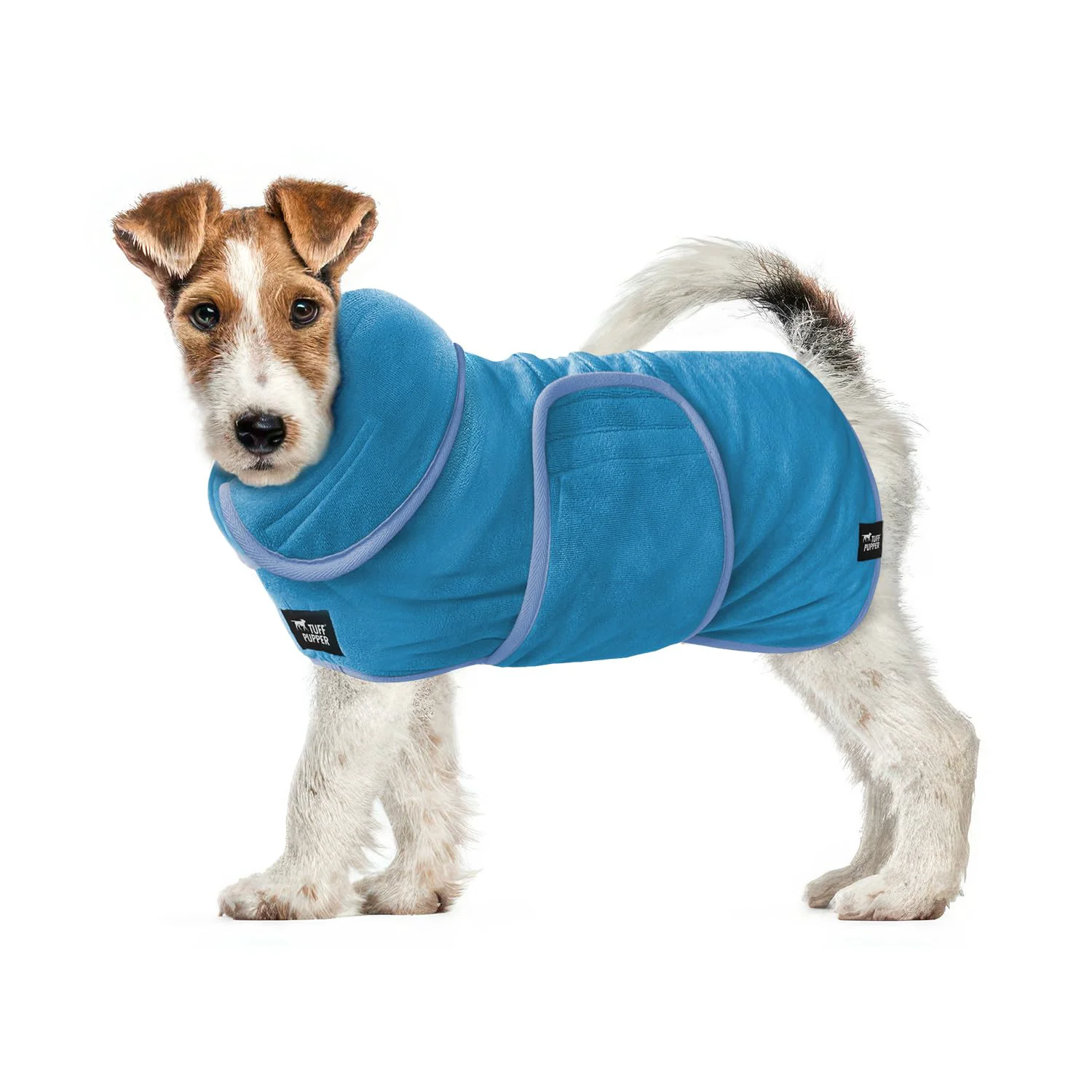 Casual Tuff Pupper Fast Drying Dog Bath Robe 800 GSM Plush Towel Coat Adjustable Quick Dry XS Blue Reusable
