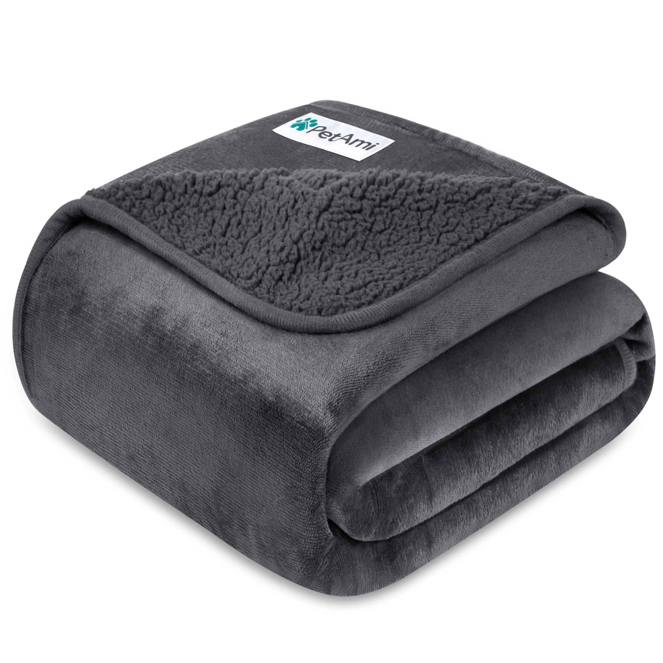 Sustainable PetAmi Waterproof Dog Blanket – Reversible 40×60 in Gray for Dogs Cats Washable Pee-Proof Proven
