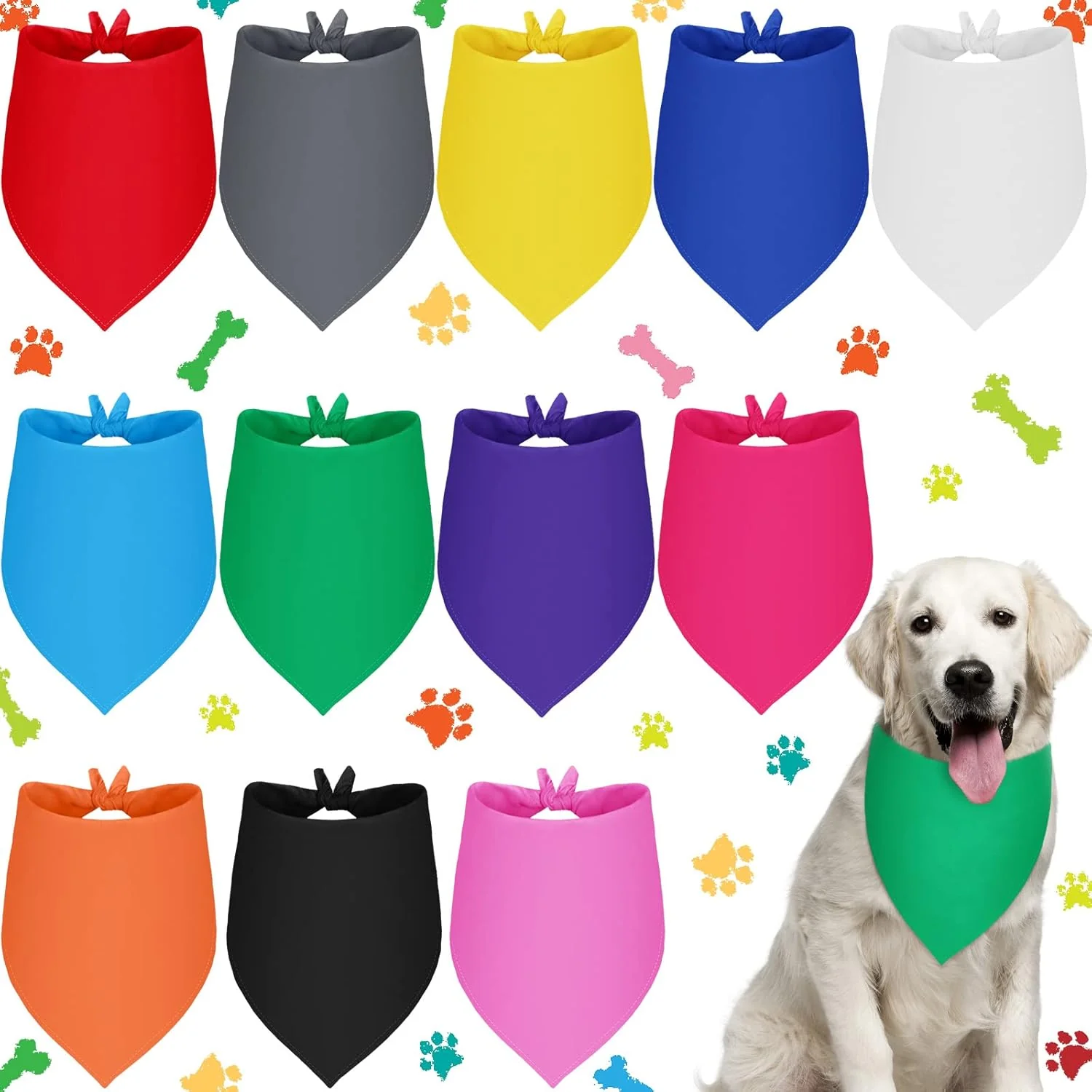 Refined Frienda 12 Pcs Plain Dog Bandanas Blank Puppy Adjustable Triangle Solid Color Dog Bandanas Multicolor Puppy Scarf Heat Transfer Washable Handkerchief 80 x 55 x 55 cm Basic Color Responsible