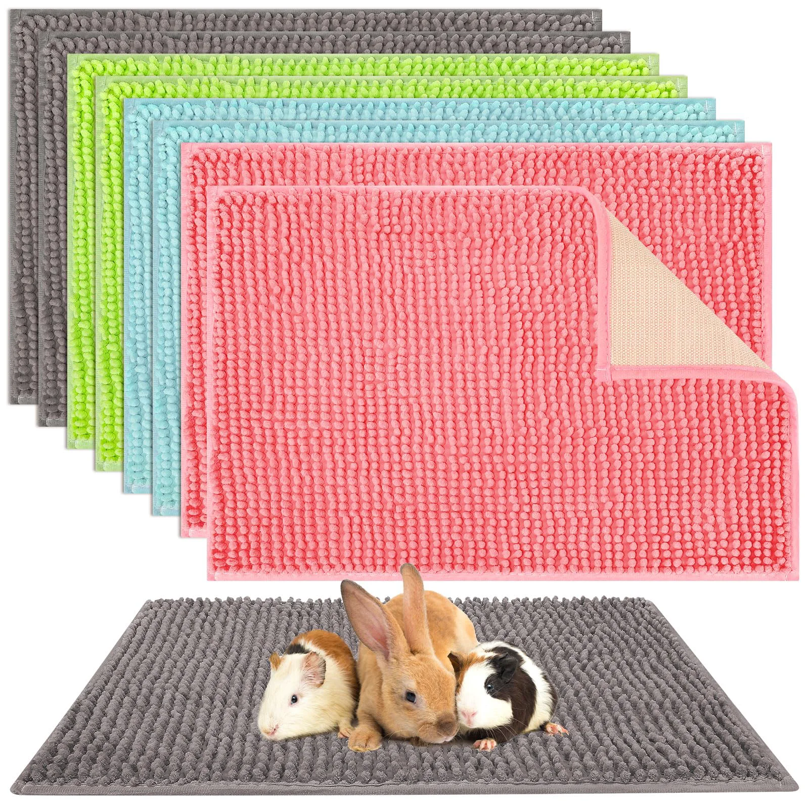 High-Grade Barydat 8 Pcs Guinea Pig Cage Liner – 16×12 inch Washable Non-Slip Colorful Mats Convenient