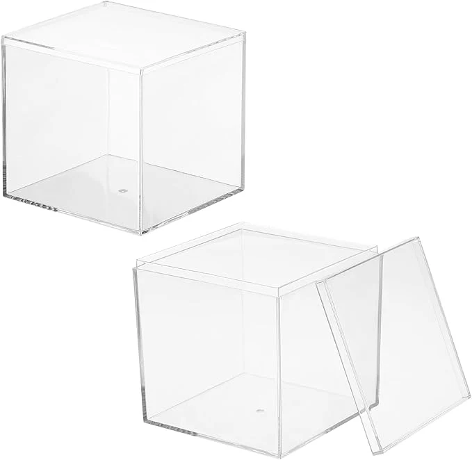 Certified Acrylic Box with Lid 3.35 x 3.35 x 3.35 in Acrylic Display Case Plastic Square Cube Container Storage Holder Stackable Bins for Cosmetic Collectible Candy Jewelry 2 Pack Clear About ThisOverview Carefully Designed