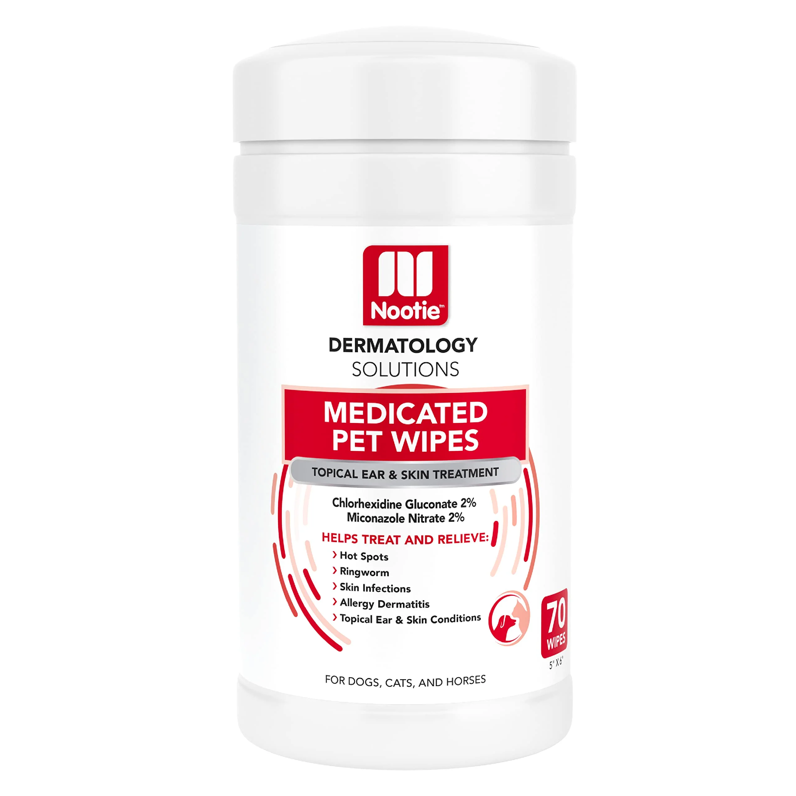 Optimized Nootie Medicated Pet Wipes – 2 Chlorhexidine 2 Miconazole XL 5×6 70 Count Crafted