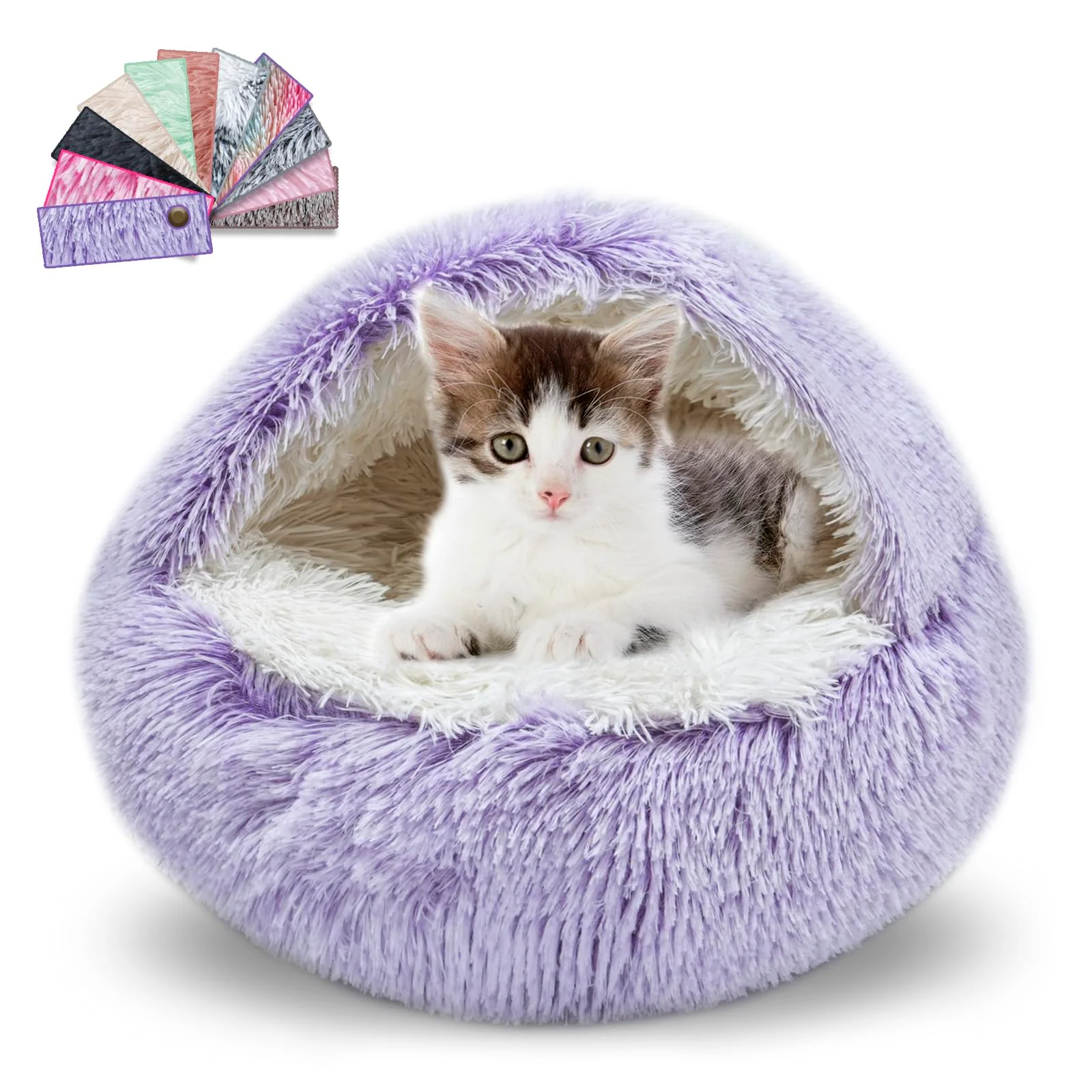 Carefully Designed FORMYCATIE Cat Beds – Calming Cat Cave Bed 24x24in Purple Washable Anti-Slip Practical