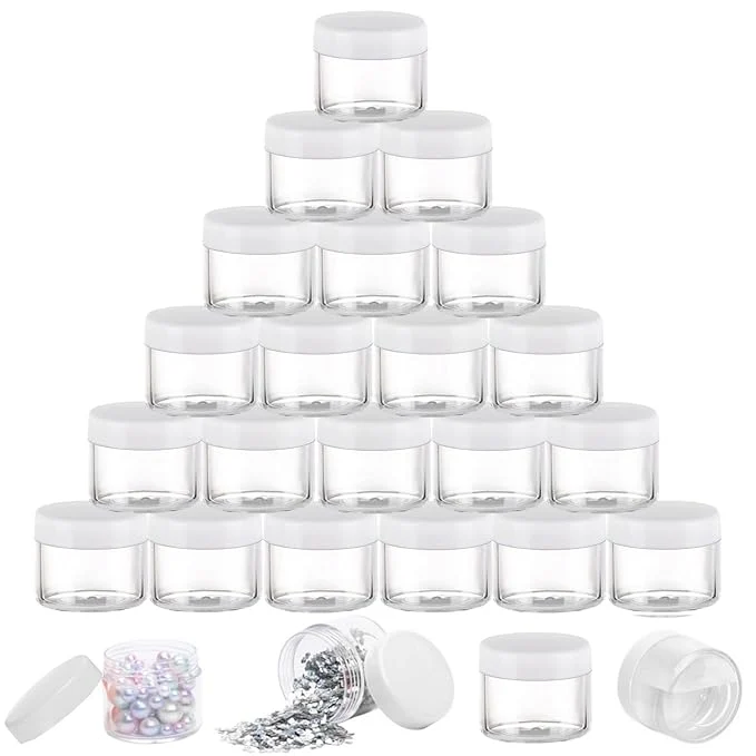 User-Friendly 100 Count Sample Containers with lids 20g Plastic Cosmetic Jars Leak Proof Traveling Makeup Containers for Cream and Lotions – White Long-Lasting