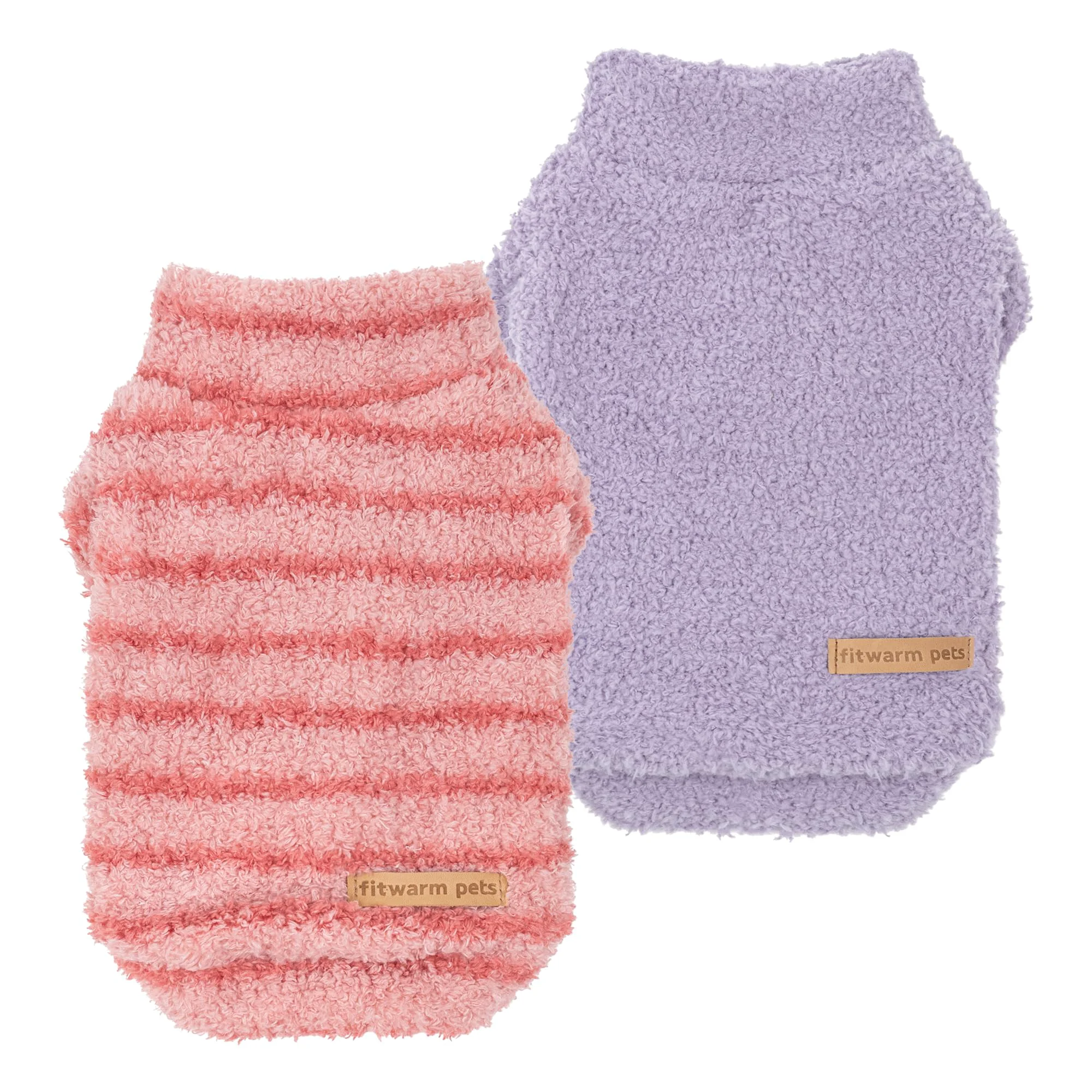Specialty Fitwarm 2 Pack Striped Fleece Dog Sweater for Small Dogs Pink Lavender XXL Enhanced