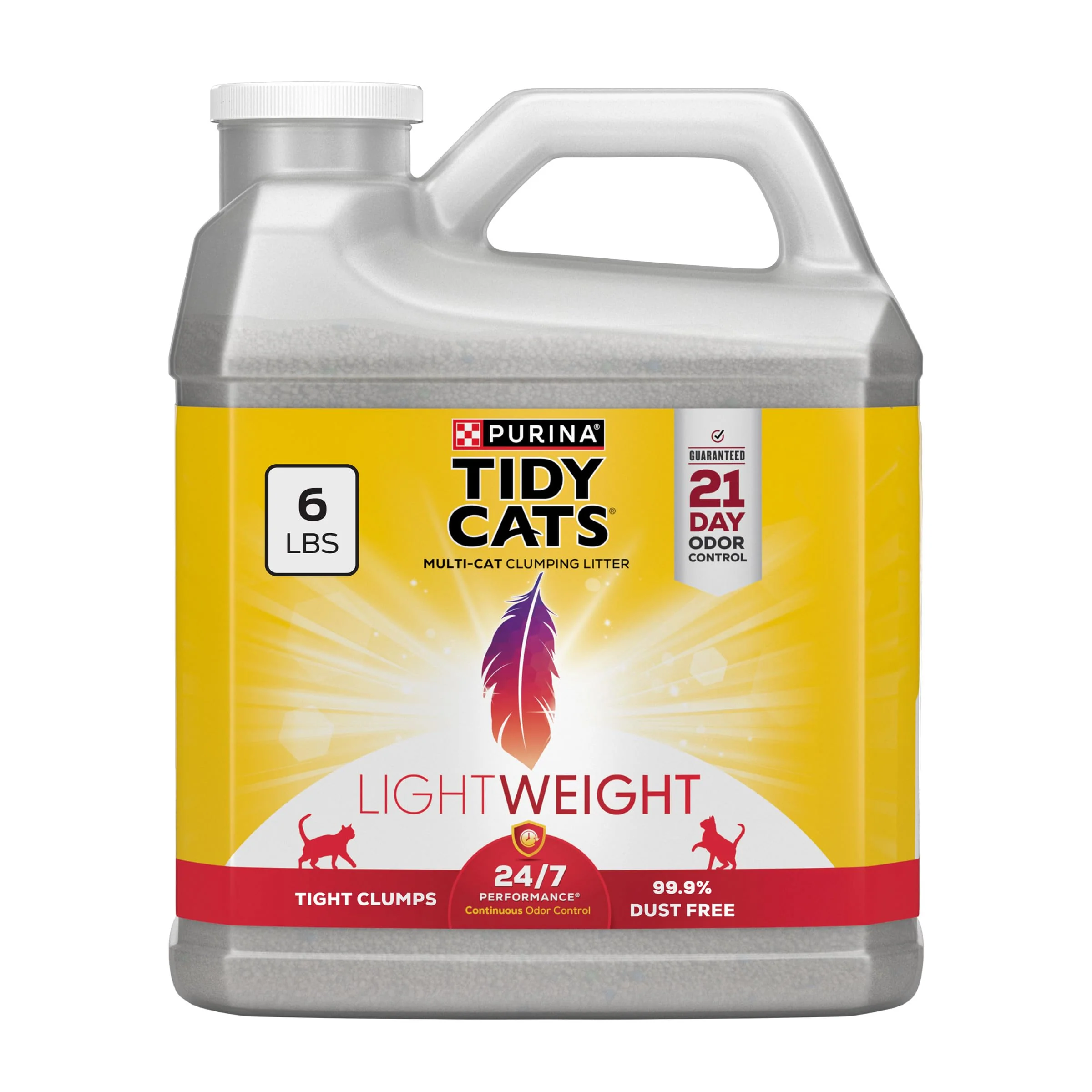 Solid Purina Tidy Cats LightWeight 24 7 Performance Cat Litter – Odor Control 99.9 Dust Multi-Cat 6 lb Jug Responsible