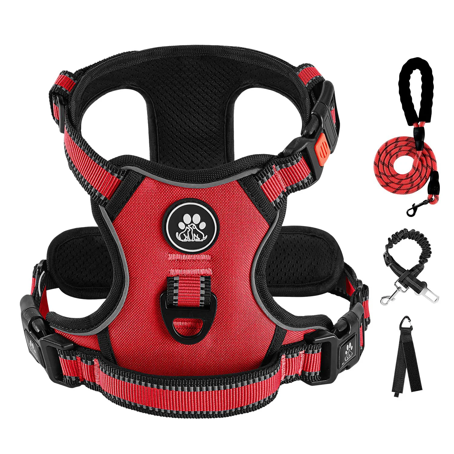 Prestigious IVY LANE No Pull Harness for Medium Dogs — Adjustable Reflective Easy-On Neck Design Red M High-End