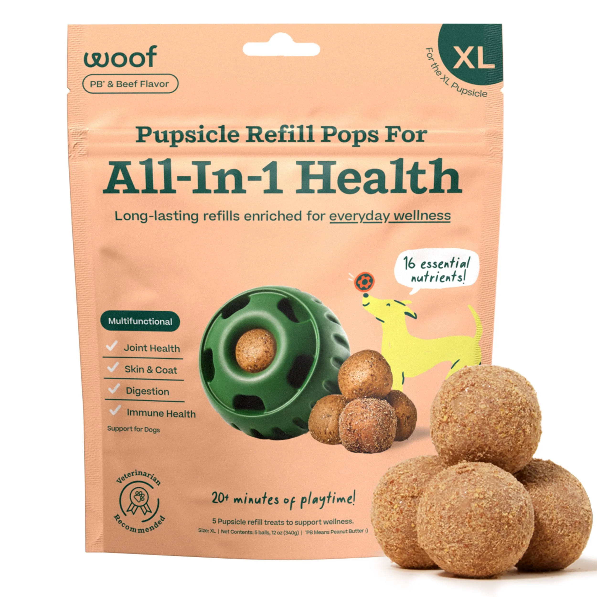 User-Friendly WOOF Pupsicle Refill Pops XL – All-in-1 Health Multivitamin Refills for The Pupsicle Toy 5 Count Excellent