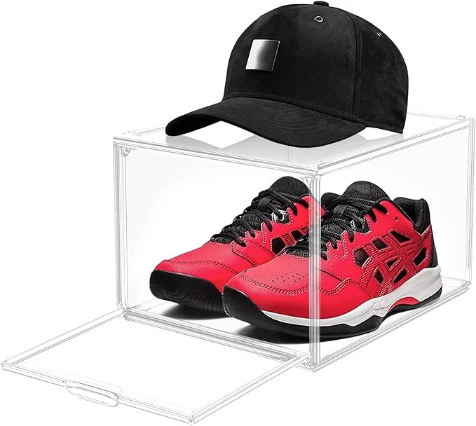 Classic 1 Pack Drop-Front Clear Shoe Storage Box Acrylic Box Shoe Organizer Size 13 Stackable Shoe Tower with Magnetic Door Large Storage Bins for Sneaker Containers Display Closet OrganizationAbout ThisOverview Sustainable