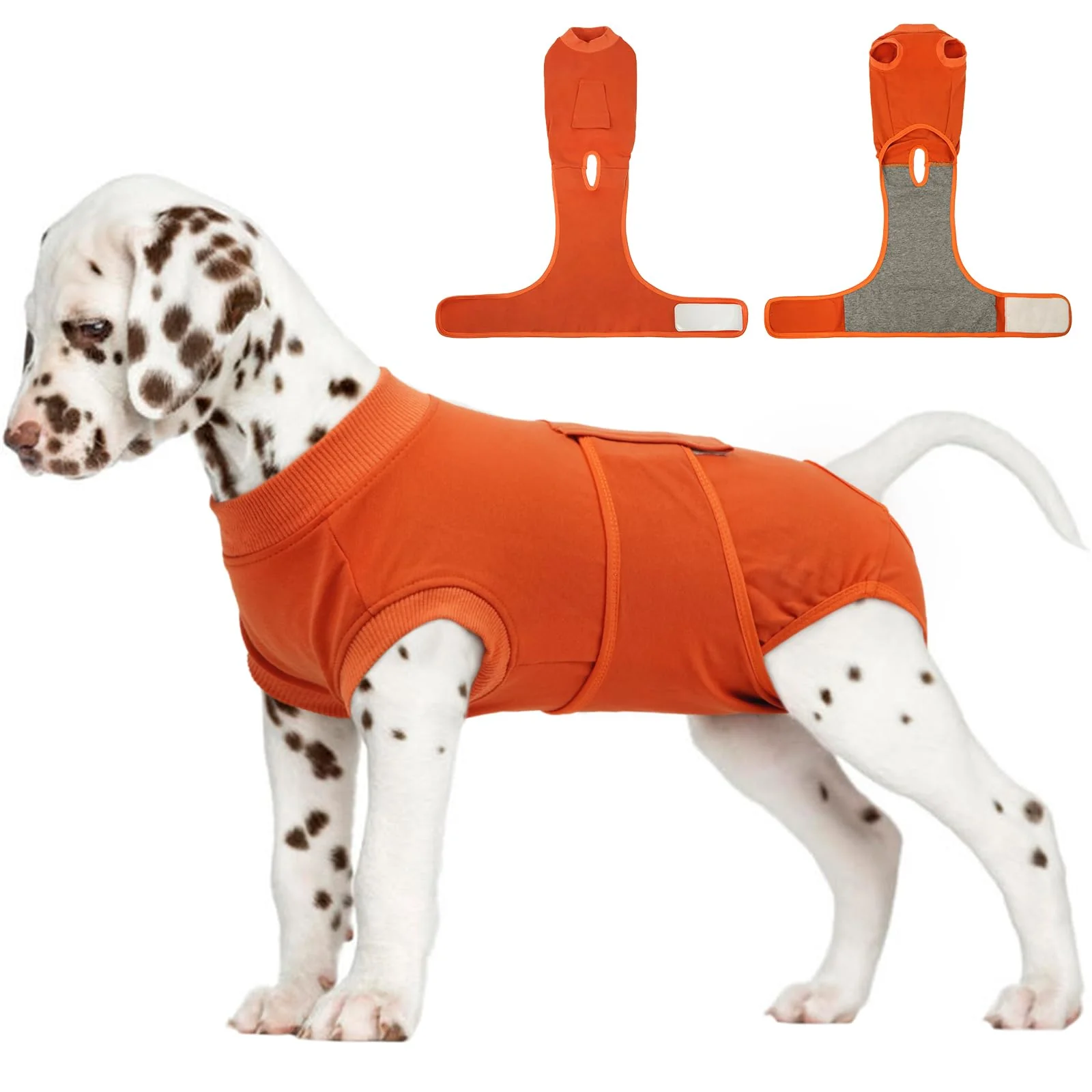 Detailed FUAMEY Dog Recovery Suit – Post-Op Protection Comfort Breathable Cotton Blend Orange Elegant