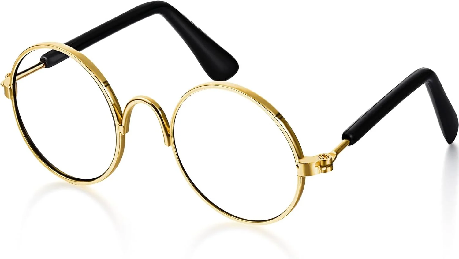 Pure Dog Sunglasses Retro Pet Glasses Doll Glasses Classic Round Dog Glasses Metal Cat Puppy Eye Wear Hippie Costumes for Cats and Dogs Photos Props Cosplay Party Costume Gold No Lens Style Casual