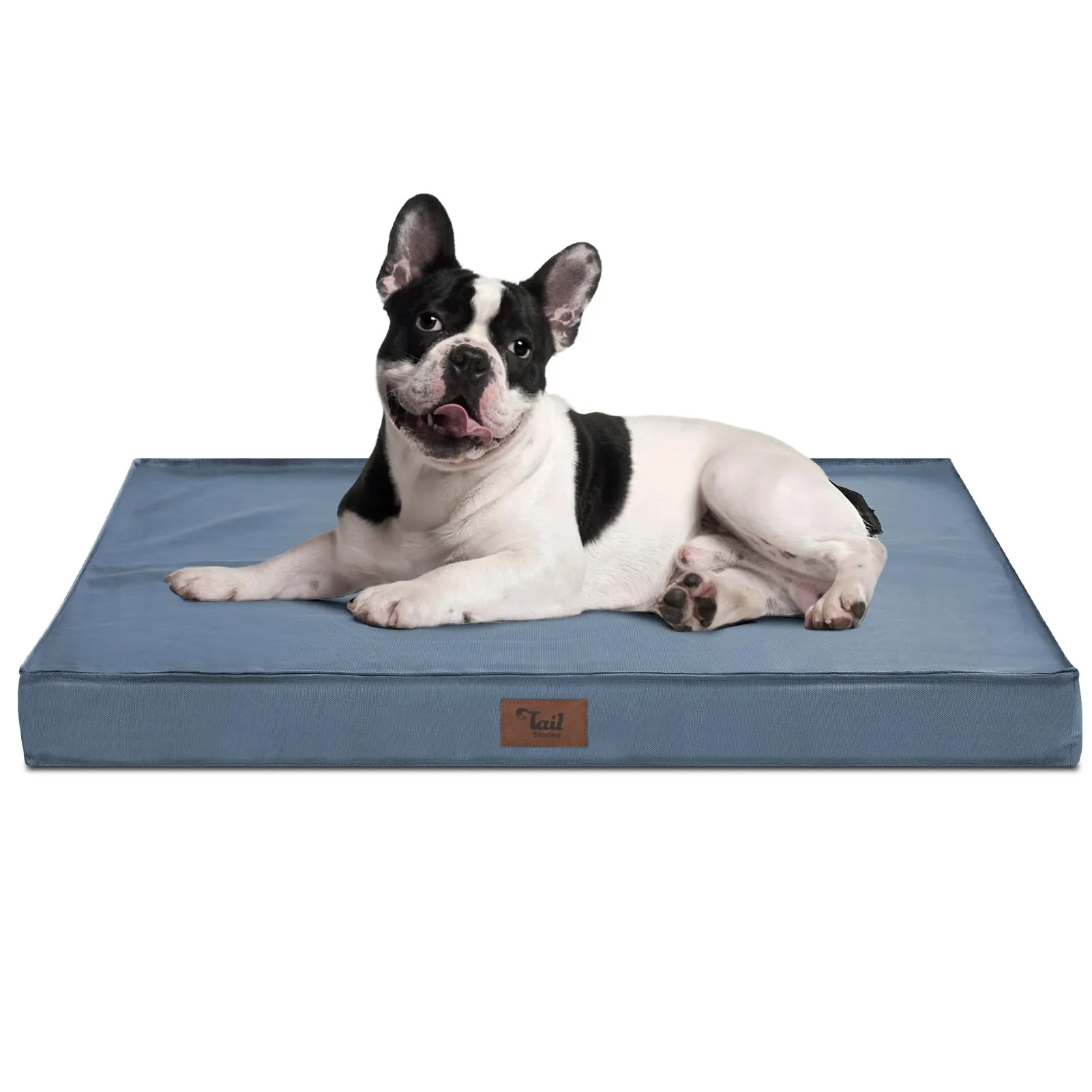 Expertly Made Tail Stories Outdoor Dog Bed – Waterproof Orthopedic Egg-Crate Foam Blue Long-Lasting