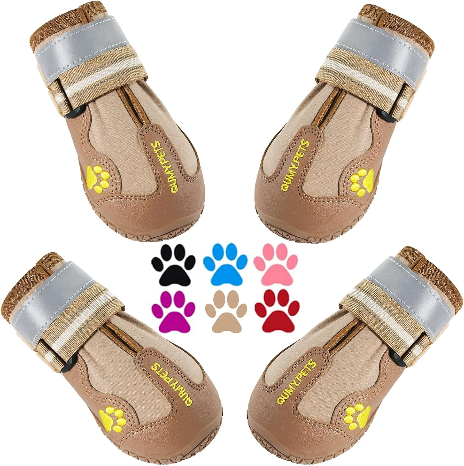 Detailed QUMY Dog Shoes for Large Dogs Medium Dog Boots Paw Protectors for Winter Snowy Day Summer Hot Pavement Water-Resistant in Rainy Weather Outdoor Walking Indoor Hardfloors Skid-Resistant Sole High-Quality