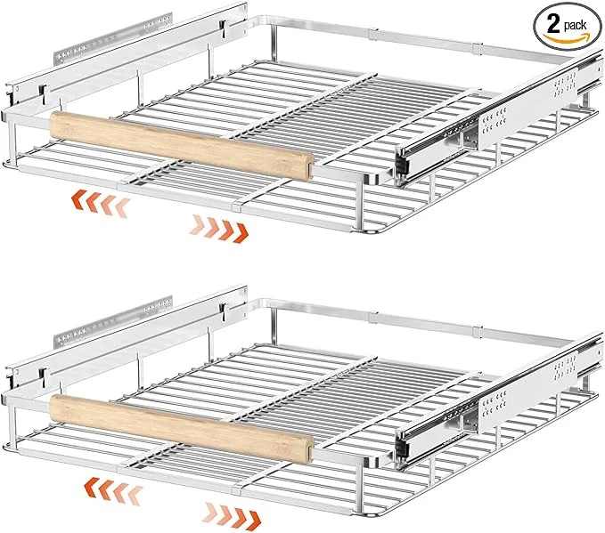 Authentic SANNO Pull Out Cabinet Organizer Slide Out Cabinet Shelf Under Sink Slide Out Cabinet Organizer Pots Pans Organizer Smooth Roll Expandable Width 16.1 to 26.4 WAbout ThisOverview Superior