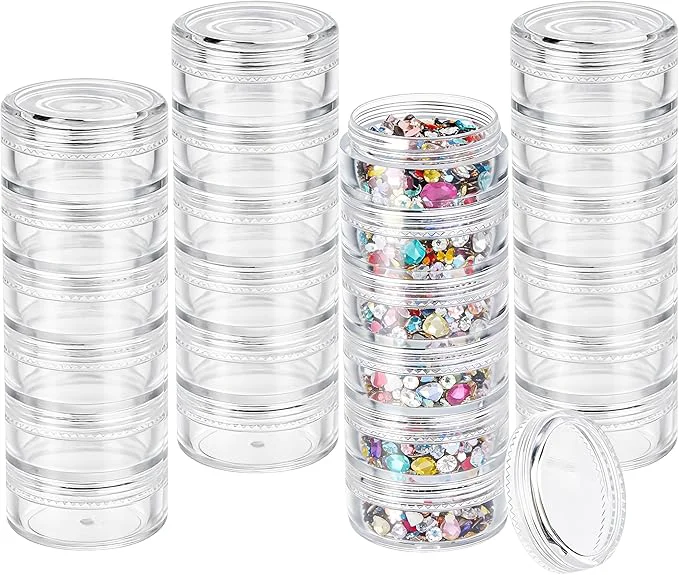 Specialty Fengek 6 Sets 6 Layer Stackable Plastic Containers 10G 10ML Clear Cosmetic Storage Box Round Organizer Jars for Beads Buttons Small Jewelry FindingsAbout ThisOverview Safe