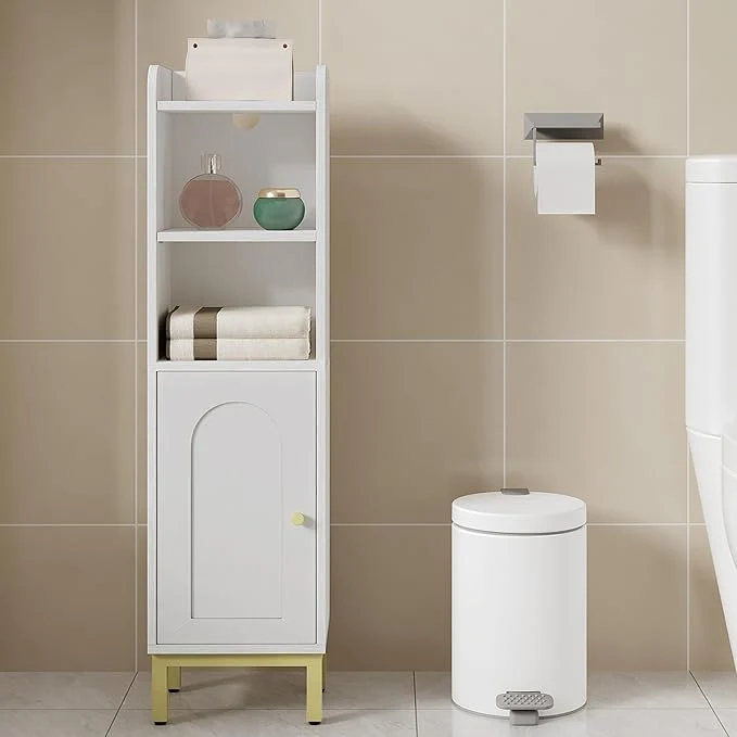 Safe Bathroom Storage Cabinet Small Corner Floor Cabinet with Door and Shelves Narrow Toilet Paper Holder Bathroom Organizer with Adjustable Shelf for Small Spaces White BC38213GAbout ThisOverview Proven
