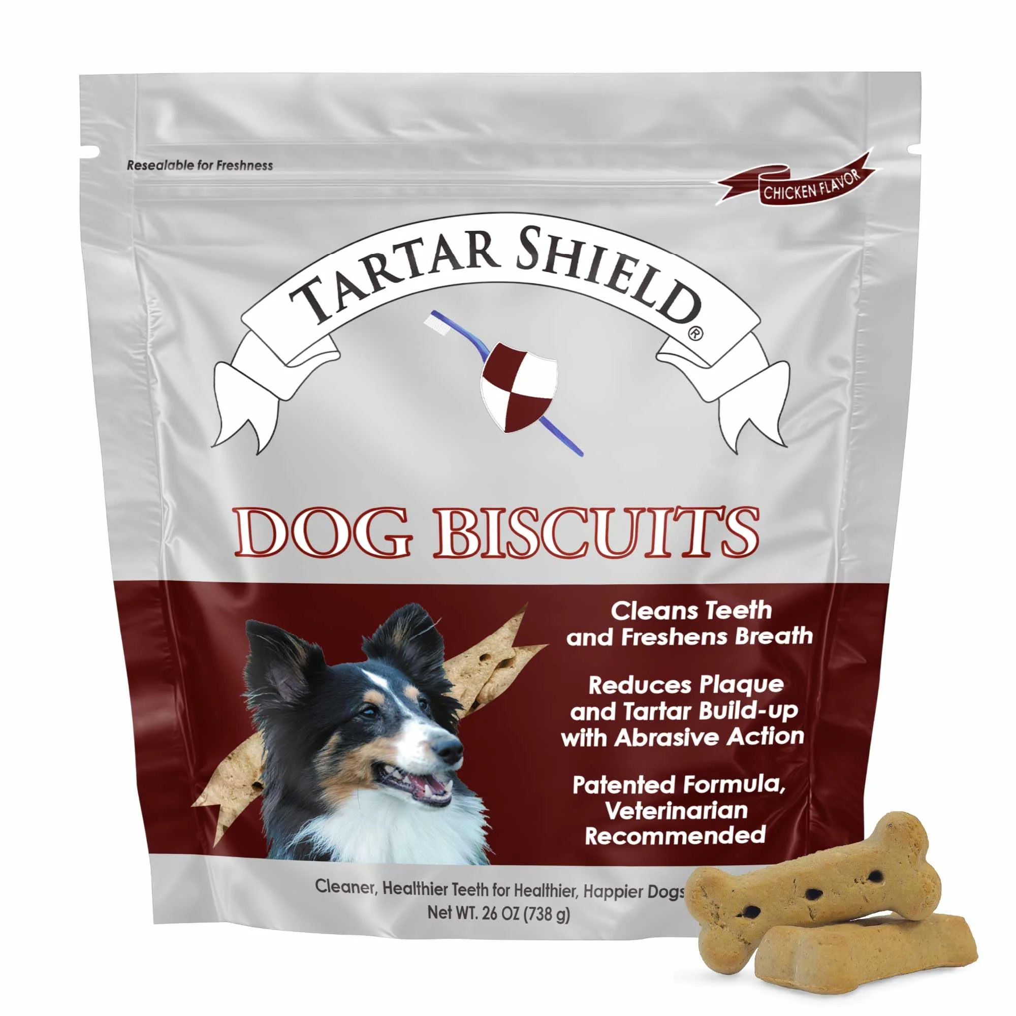 Versatile Tartar Shield Dental Dog Biscuits Safe Daily Treats for Fresh Breath Clean Teeth USA Made Fine Crafted