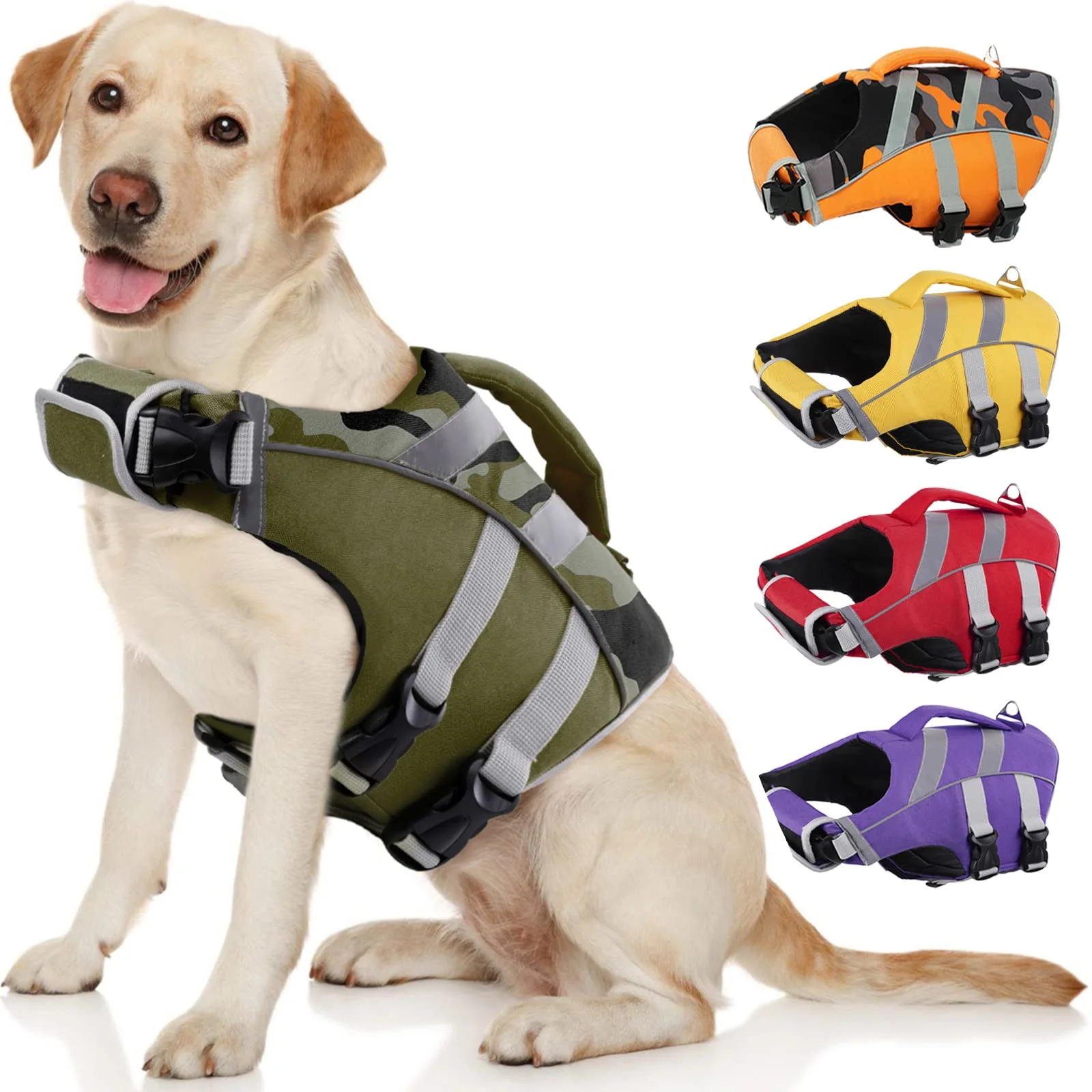 Authentic Kuoser Dog Life Jacket with Reflective Stripes – Adjustable High-Visibility Dog Vest Clean