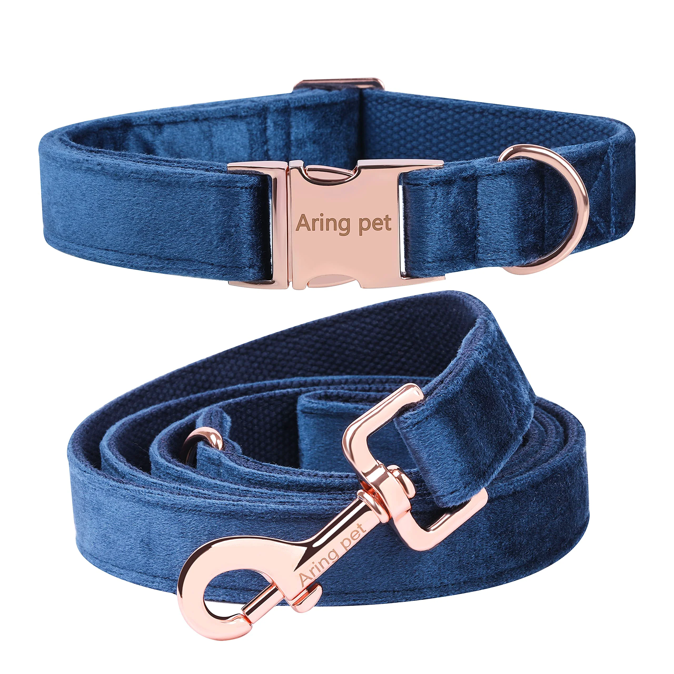 Efficient ARING PET Velvet Dog Collar and Leash Set — Soft Adjustable Collar for Dogs Verified