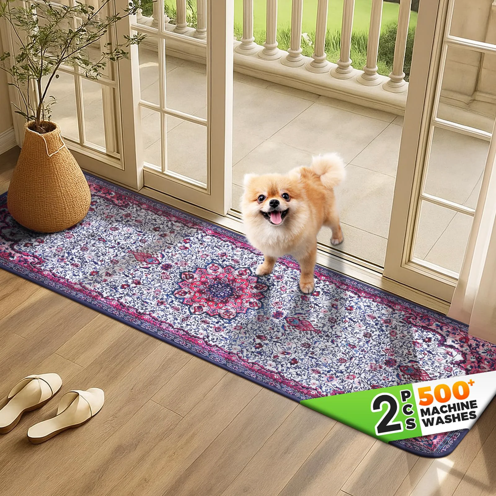 Original Design Hompet 2 Pack Super Absorbent Dog Door Mat – Quick-Dry Leak-Proof 18×54 Entry Rug Secure