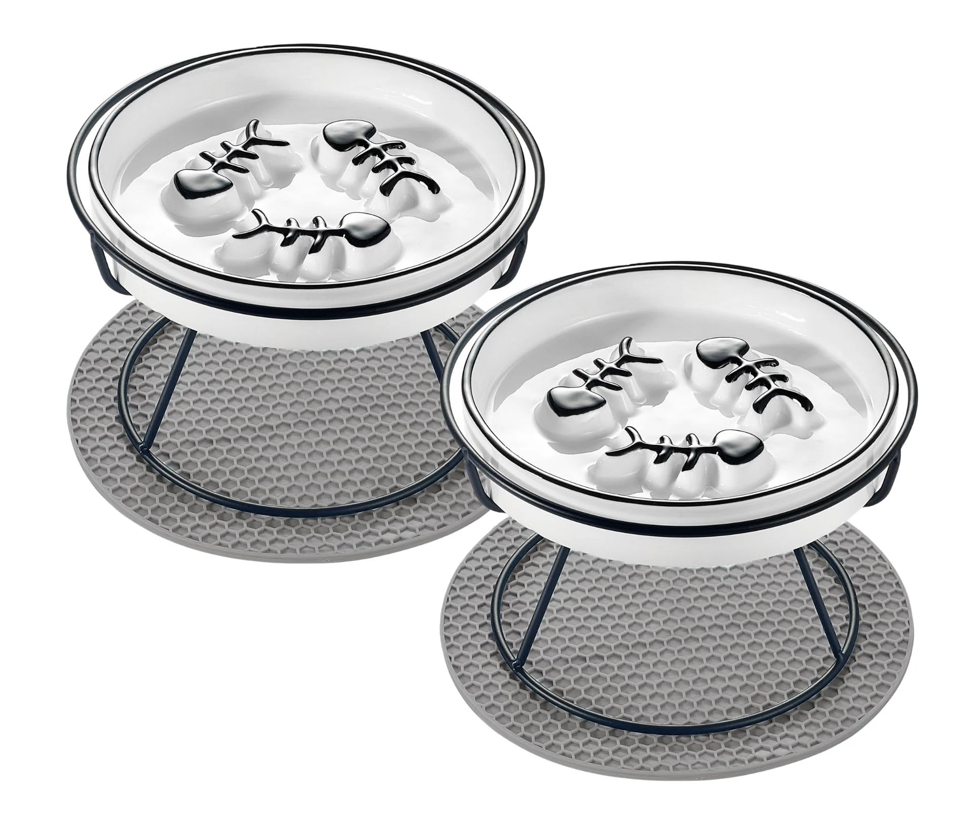 Powerful TRUNDISAN 2PCS Raised Cat Bowl — d Slow-Feeding Puzzle Feeder Pure
