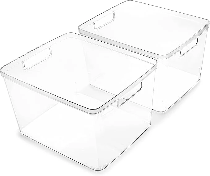 Innovative BINO Plastic Bins Large – 2 Pack THE LUCID COLLECTION Multi-Use Built-In Handles BPA- Clear Storage Containers Fridge Organizer Pantry Home OrganizationAbout ThisOverview Optimized