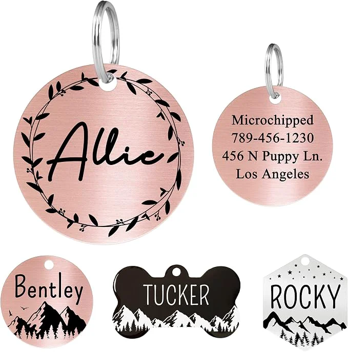 Reliable Ultra Joys Stainless Steel Personalized Dog Cat Tags Custom Engraving Front User-Friendly