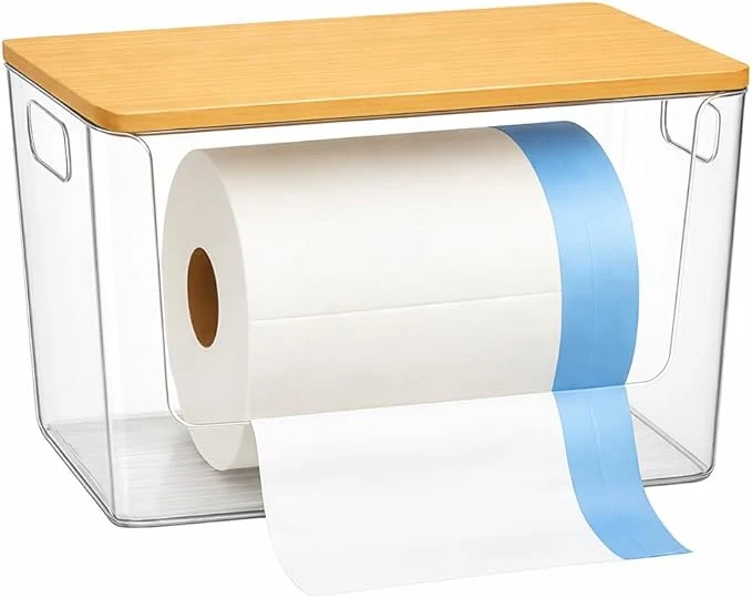 Solid Trash Bag Holder with Bamboo Lid – Stackable Under Sink Organizer Garbage Bag Dispenser for Kitchen Organization – Large Plastic Holder for Laundry Room Pantry Bathroom Cabinets 1 PackAbout ThisOverview Carefully Designed