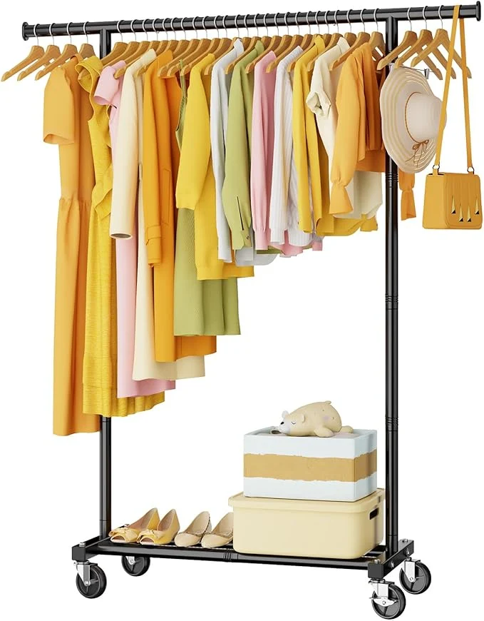 High-Performance Clothes Rack for Hanging Clothes Clothing Coat Garment Rolling Racks with Wheels Shelf Portable Closet Storage Organizer Wardrobe Strudy Metal standing Laundry Room Bedroom Dress Shirt JacketAbout ThisOverview Classic