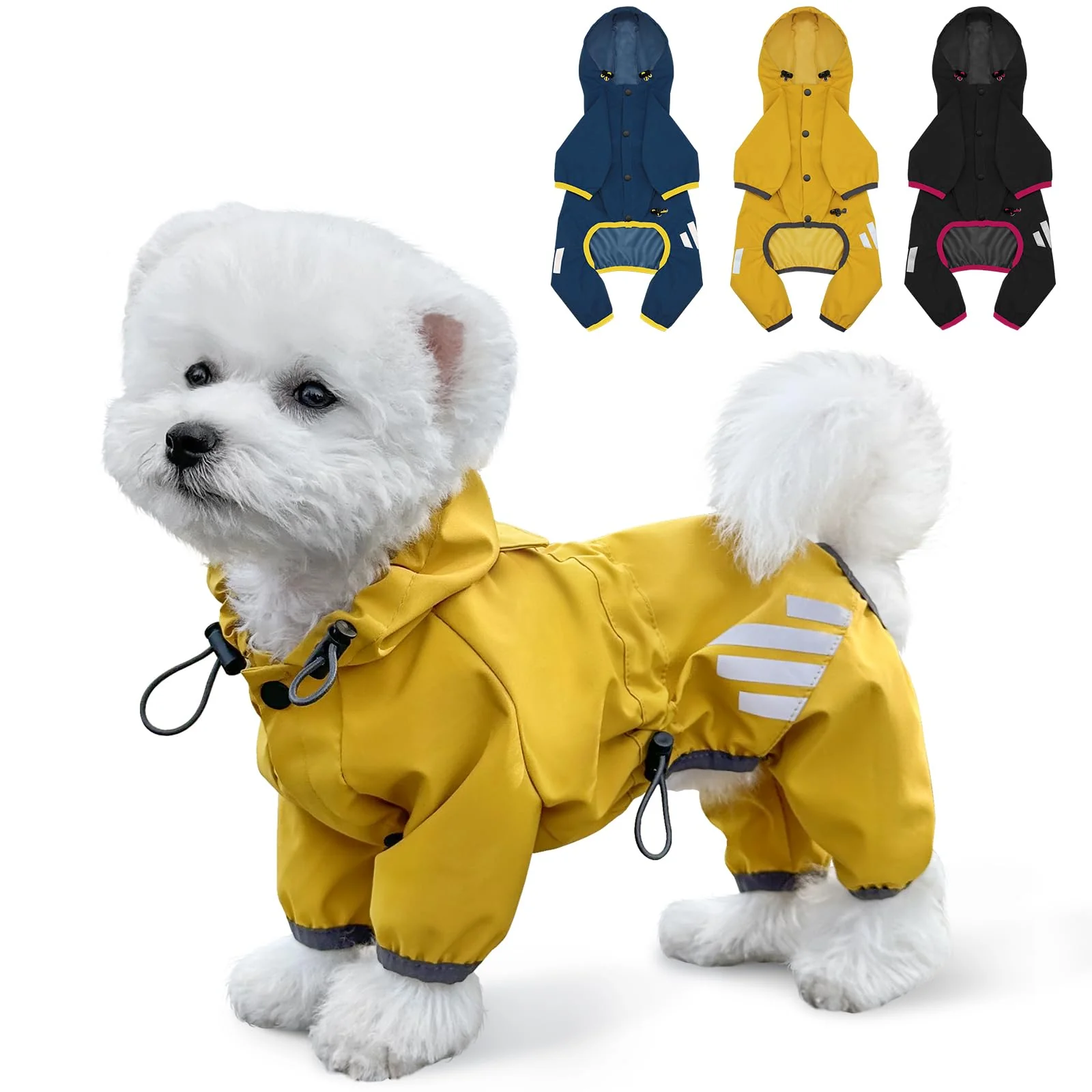 Efficient Miucat Dog Raincoat – Waterproof Hooded Jacket with Leash Hole Reflective Straps Small to Medium Dogs Top-Quality