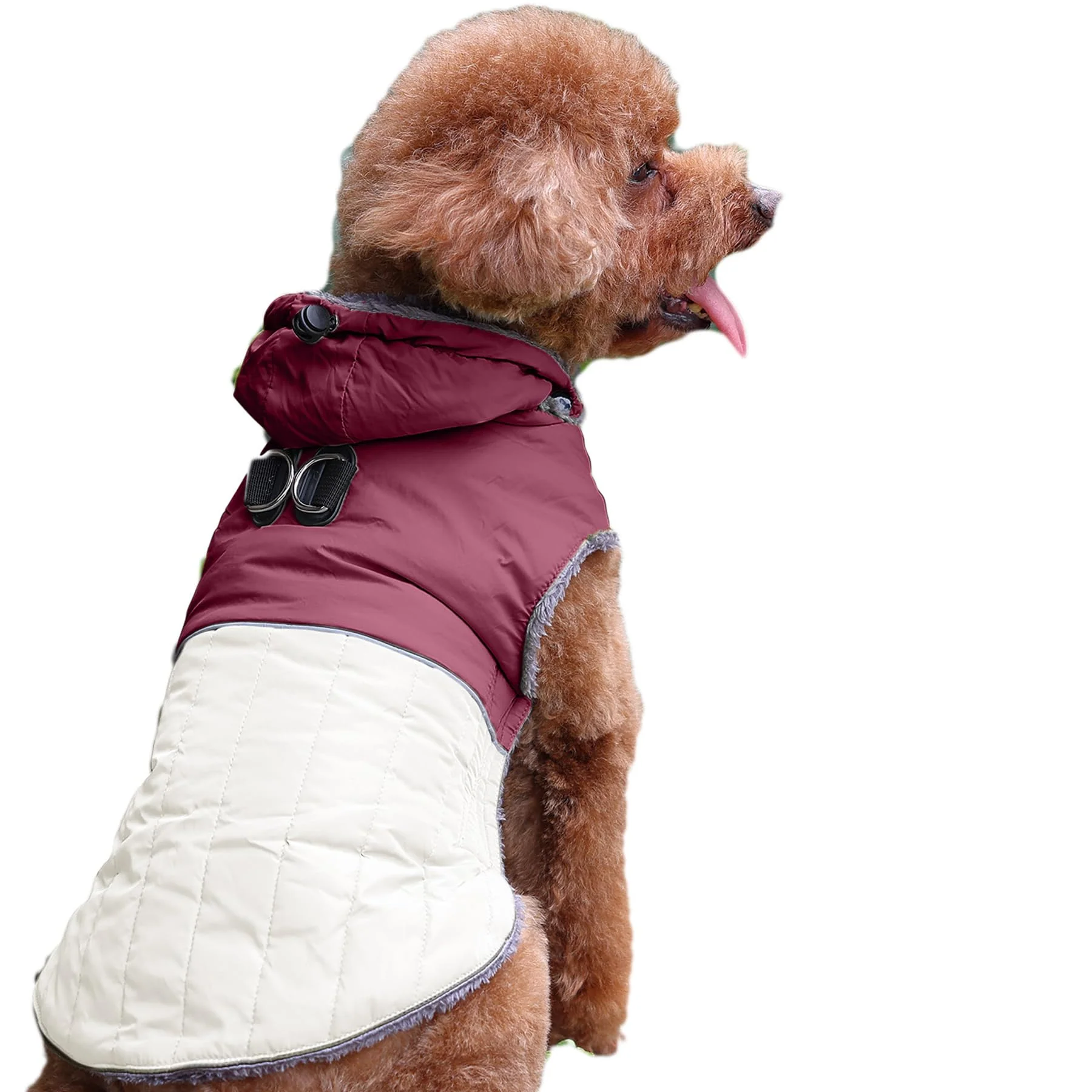Environmentally Friendly JoyDaog Detachable Hooded Dog Coat with Harness for Small Dogs – Super Warm Fleece Red Size S Stylish