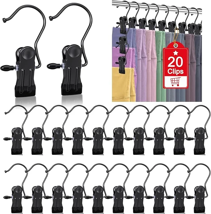 Outstanding 20 Pcs Boot Hangers Clips for Closet Heavy Duty Legging Organizer for Closet Hanging Pants Hangers with Clips Clothes Pins Hanger Clips Laundry Hooks Bra Towel Socks Hats Tall Boots Home Travel BlackAbout ThisOverview Crafted