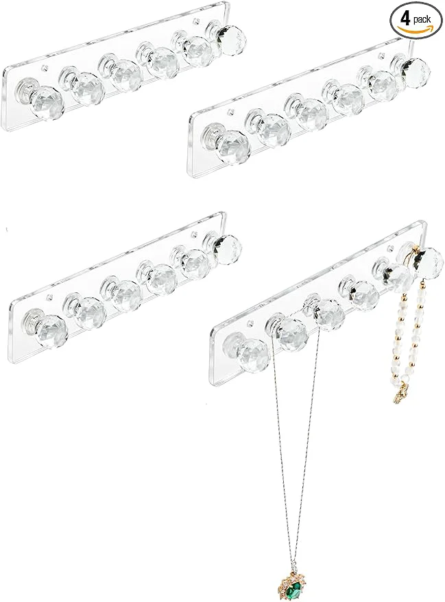 Quality Heesch Necklace Hanger Acrylic Necklace Holder Necklace Organizer Wall Mount Jewelry Hooks for Necklaces Bracelets Chains 4-pack Clear Short About ThisOverview Professional