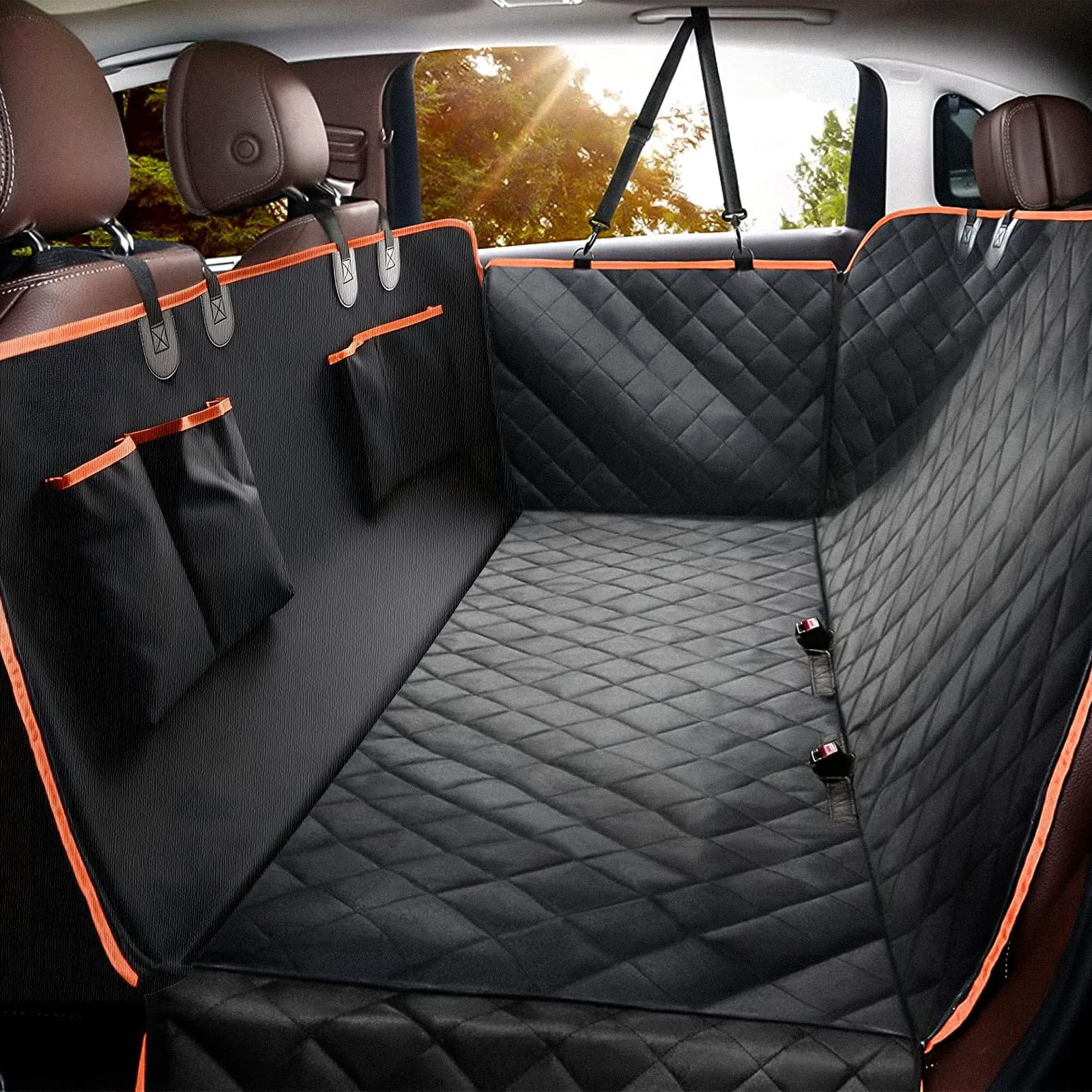 Trusted Elouta Dog Car Seat Cover for Back Seat Orange Excellent